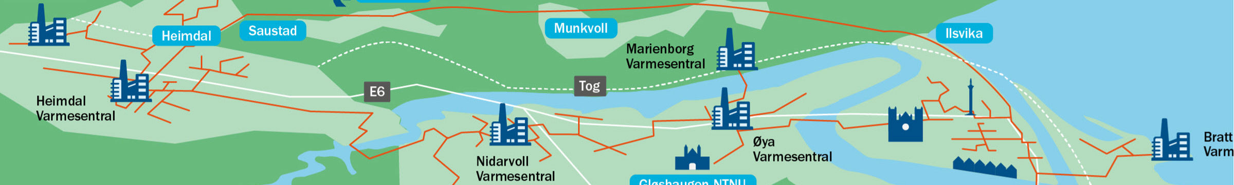 Fjernvarmekart for Trondheim